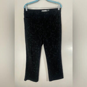Alice + Olivia Black Textured Scroll Print Jacquard Dress Trousers Pants Size 10